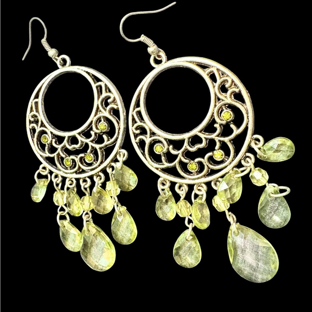 Vintage Bollywood Silver Chandelier Earrings